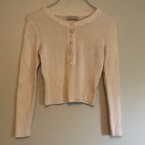 URBAN OUTFITTERS Cropped Ribbed White Sweater, size small